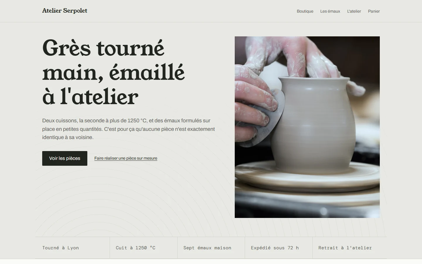 Atelier Serpolet : page d'accueil de la boutique Atelier Serpolet sur ordinateur