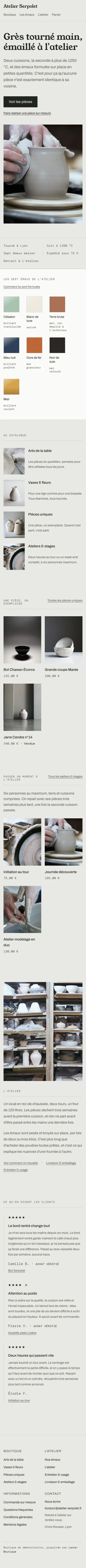 Atelier Serpolet : page d'accueil de la boutique Atelier Serpolet sur mobile