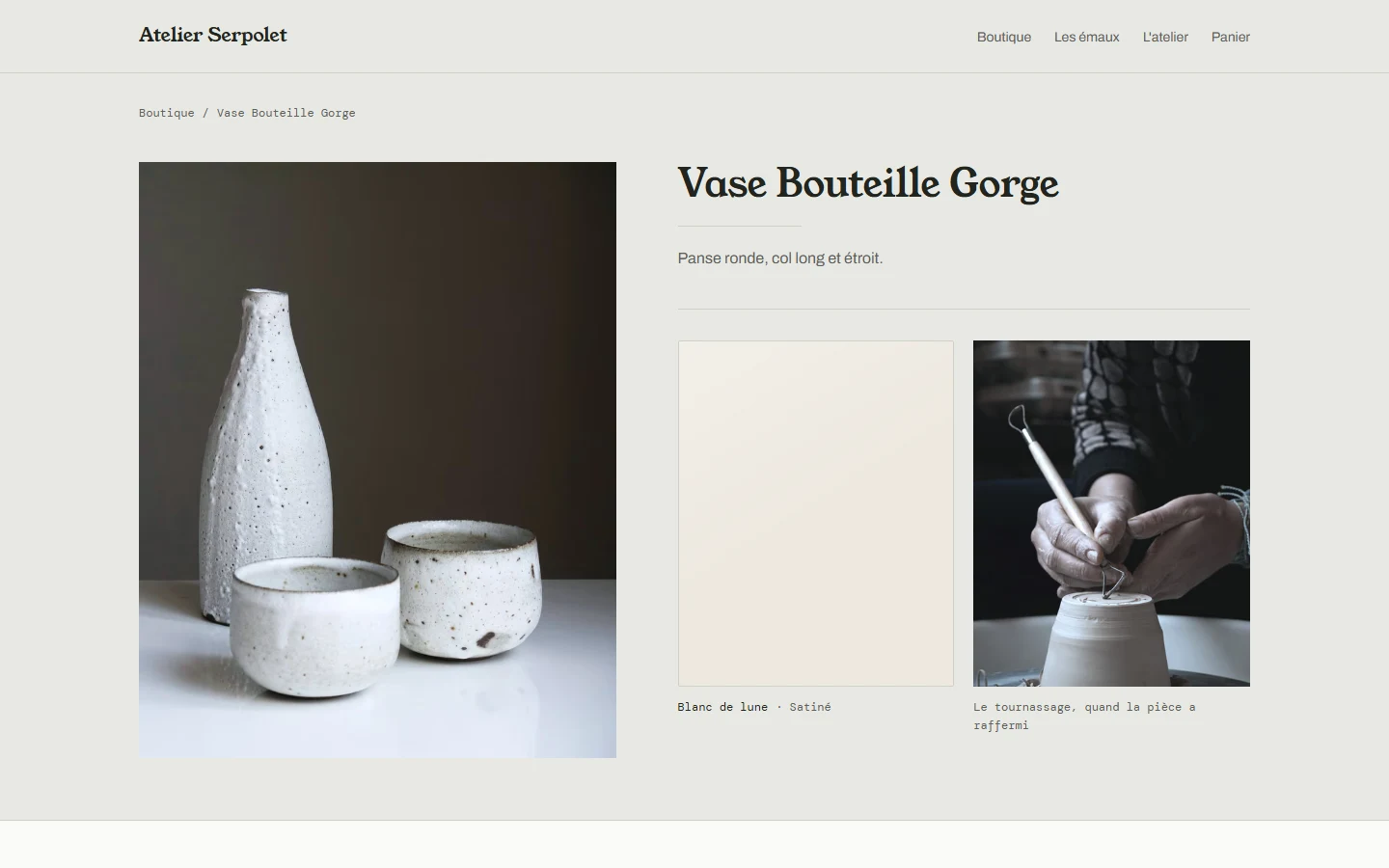 Atelier Serpolet : fiche produit Atelier Serpolet, avec son choix d'émail et son prix sur ordinateur