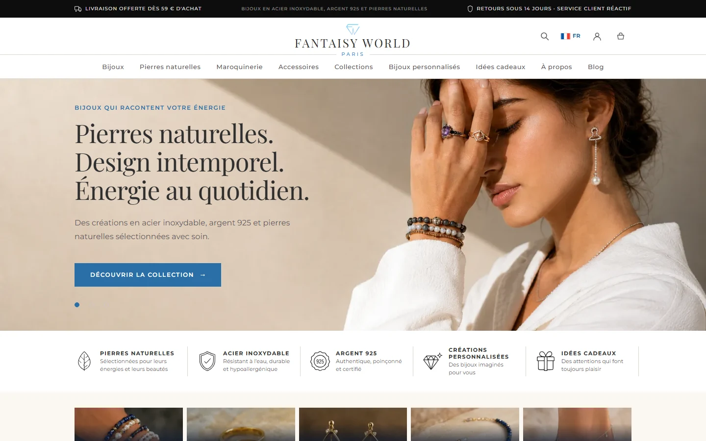 FantaisyWorld : page d'accueil de la boutique FantaisyWorld sur ordinateur